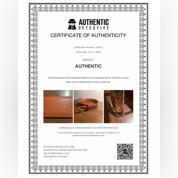 Authentic YSL Yves Saint Laurent Womens Belt 36 Inch 90 Cm Brown Leather Gold - Picture 2 of 16